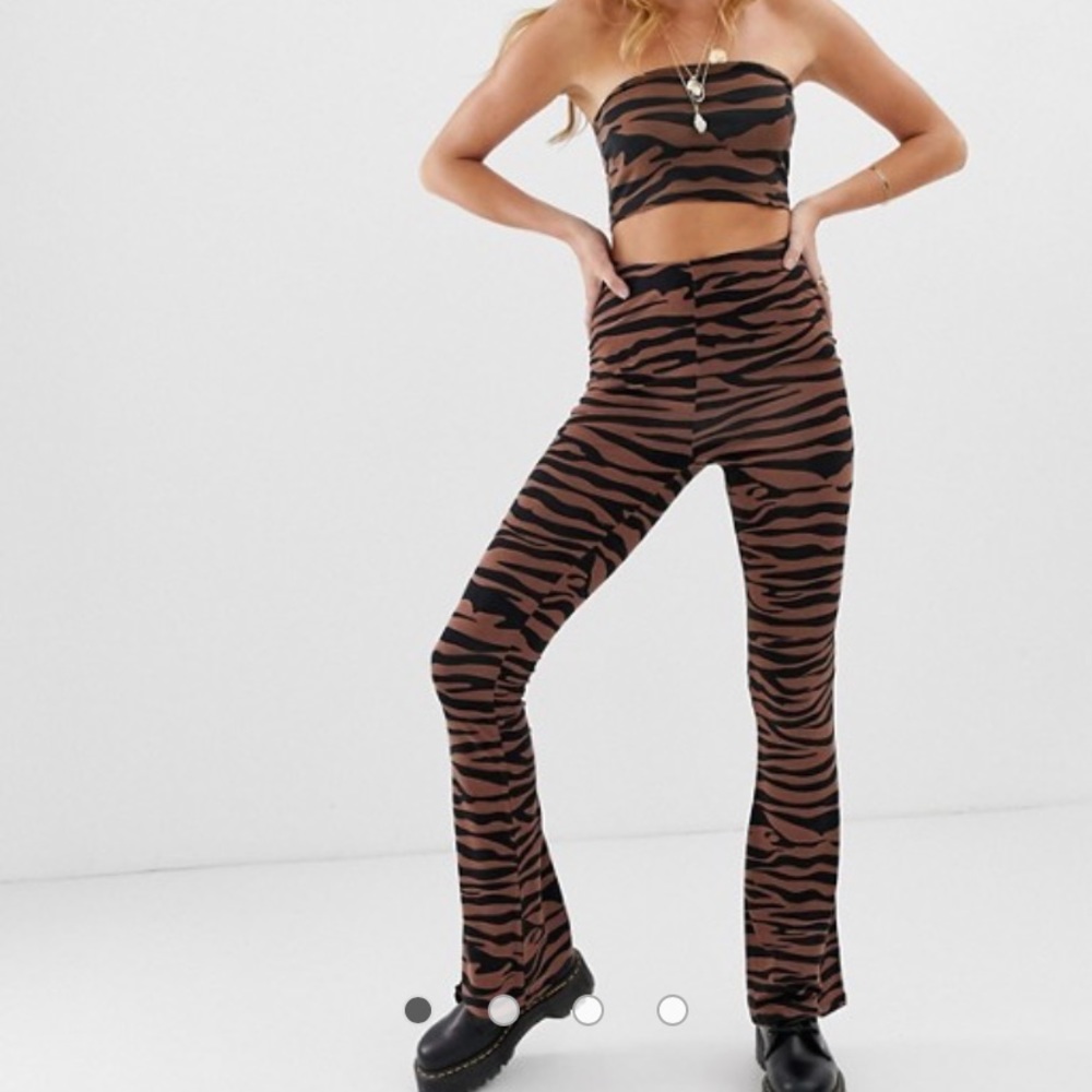 ASOS design two-piece pants and bandeau dark tiger